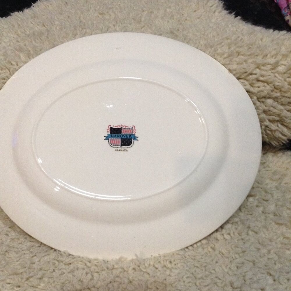 VINTAGE Hanover "Granada" MCM Platter; Retro, Chic, Platinum trimmed; American! - Picture 3 of 4